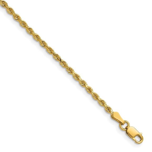 14k Yellow Gold 20 inch 2mm Diamond-cut Rope with Lobster Clasp Chain
